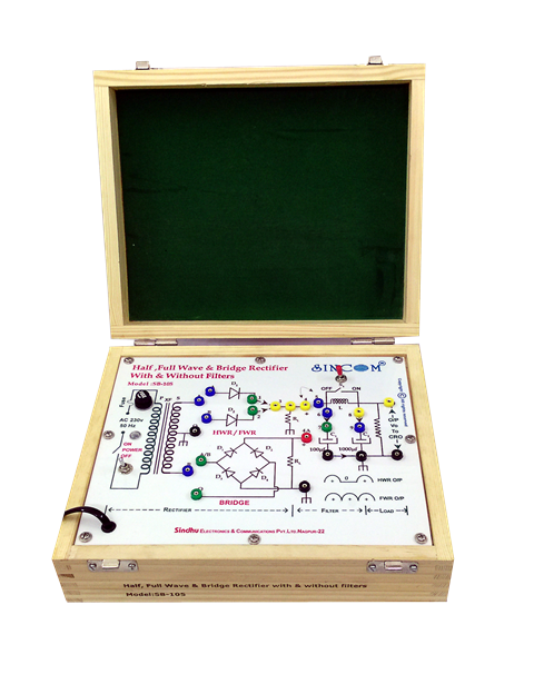 Bridge type Full Wave Rectifier(FWR) with & without Filter With Digital Meters,