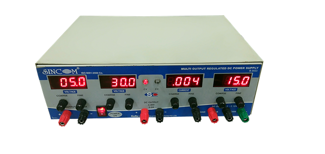 Multi DC Power Supply 0-30V/0-2A, 0- ±15V/1A, 0-5V/1A with 4 Digital Meters (Triple Power Supply)